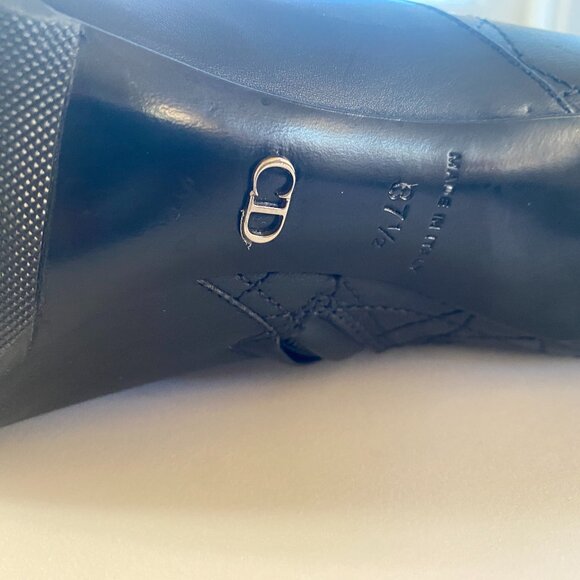 Christian Dior Graphic Cannage Black Leather Ankle Boots SZ 37.5 - Picture 3 of 8
